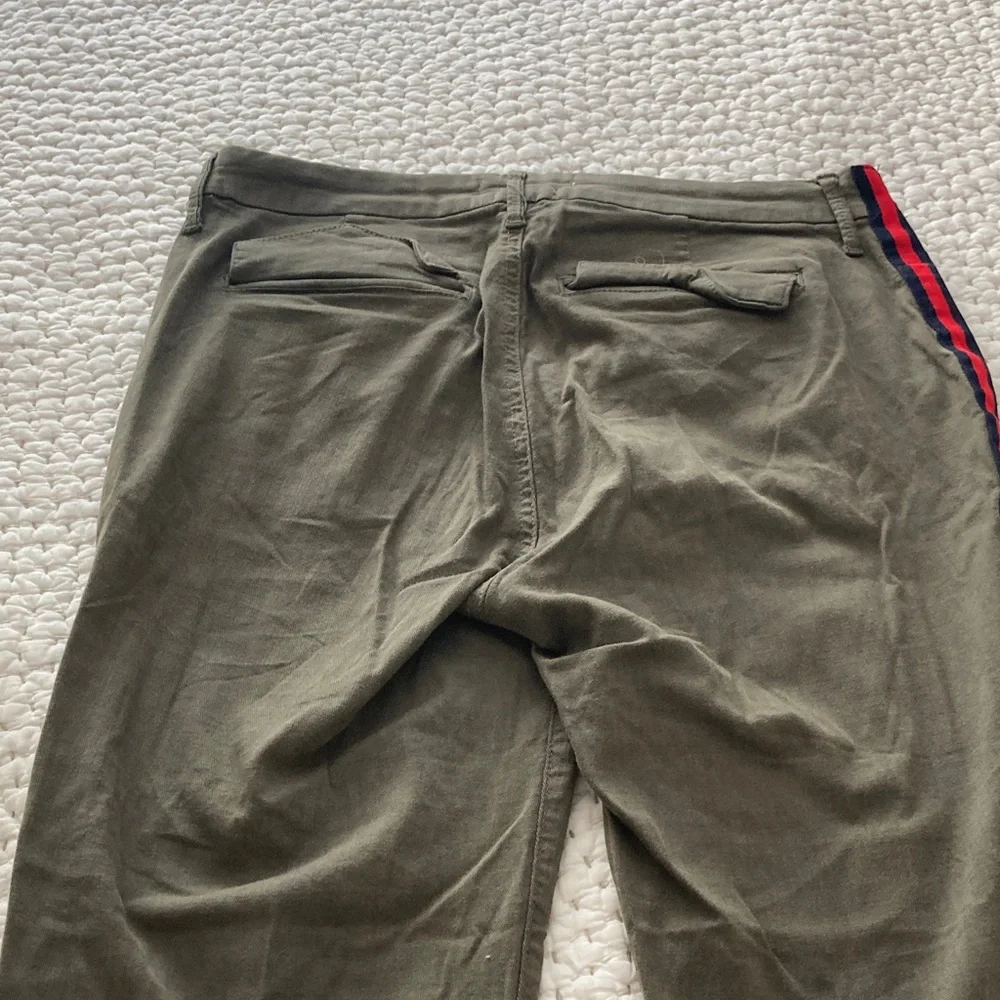 Pistola Olive Green Mossy Red Navy Stripe Ankle Jeans Womens Sz 29 Cotton Blend - Picture 7 of 8